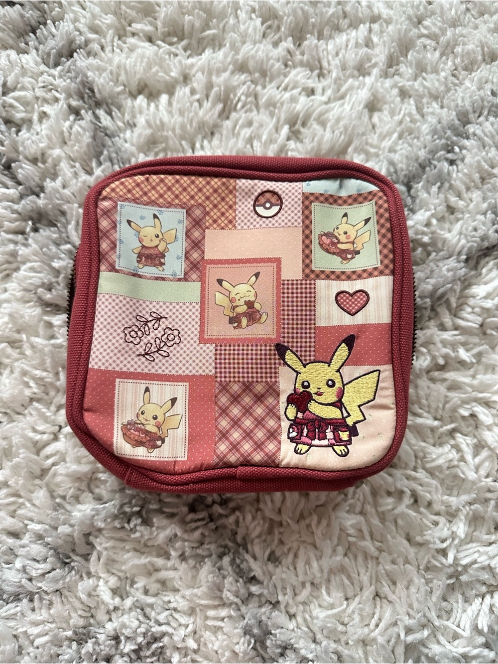 Pokemon Pikachu’s Sweet Delivery valentines Patchwork Cosmetic Bag Pouch